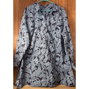 Roaman’s Women’s Size 24W Blouse Top Button Down Shirt Long Sleeve V5